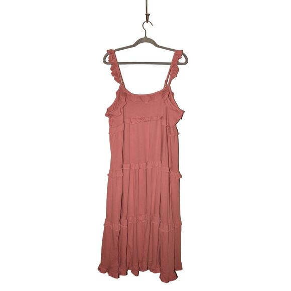 J.CREW $128 Sleeveless Ruffle Tiered Knit Keyhole Maxi Dress Rose‎ Pink XL - Picture 2 of 3